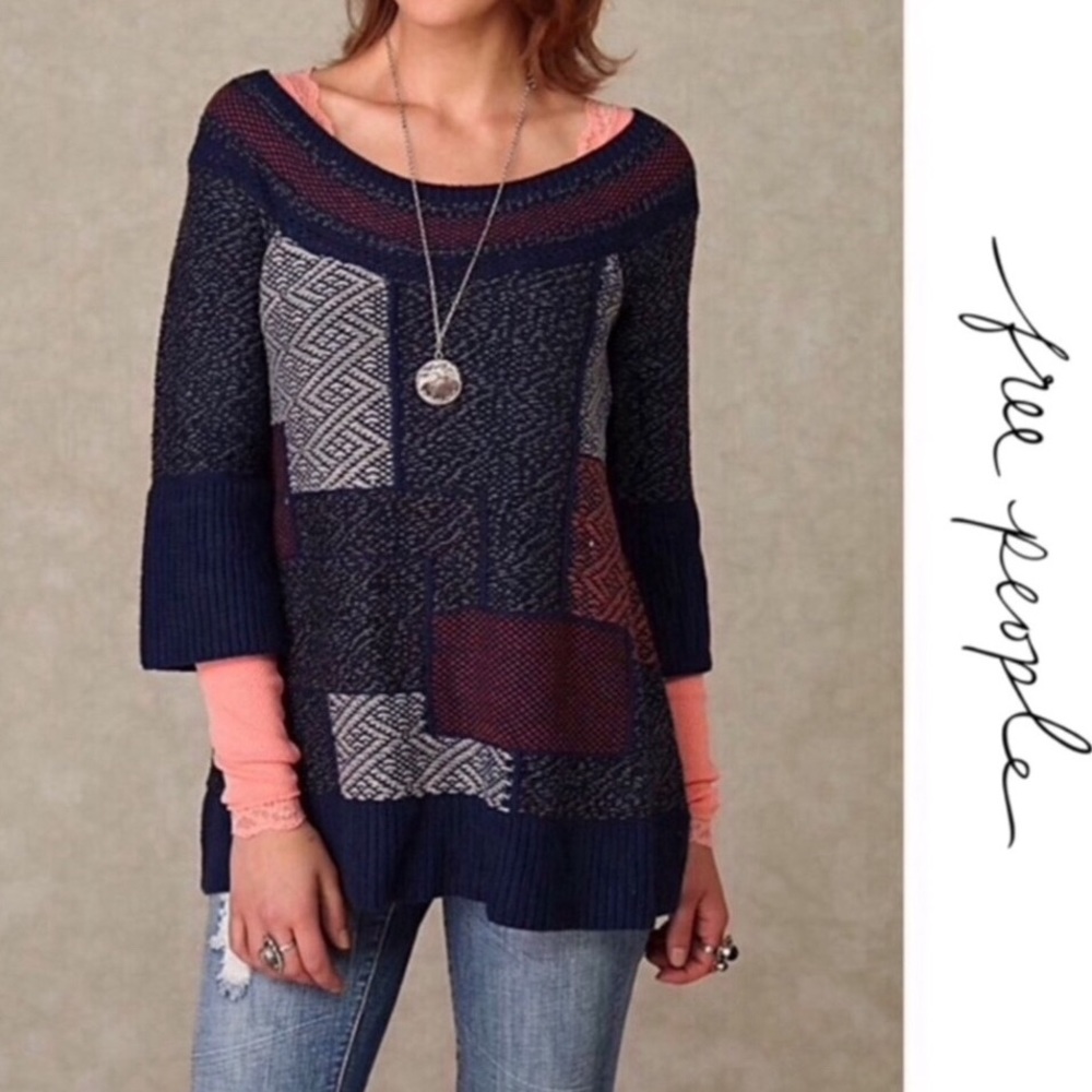 Free people Patchwork Knit Sweater